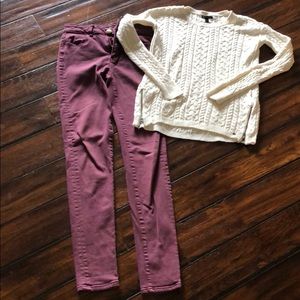 American Eagle BurgundyStretchJeans 0 Sweater S